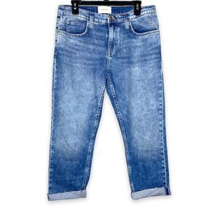 Current/Elliott Blue Acid Wash Cropped Raw Hem Denim Blue Jeans Size 29